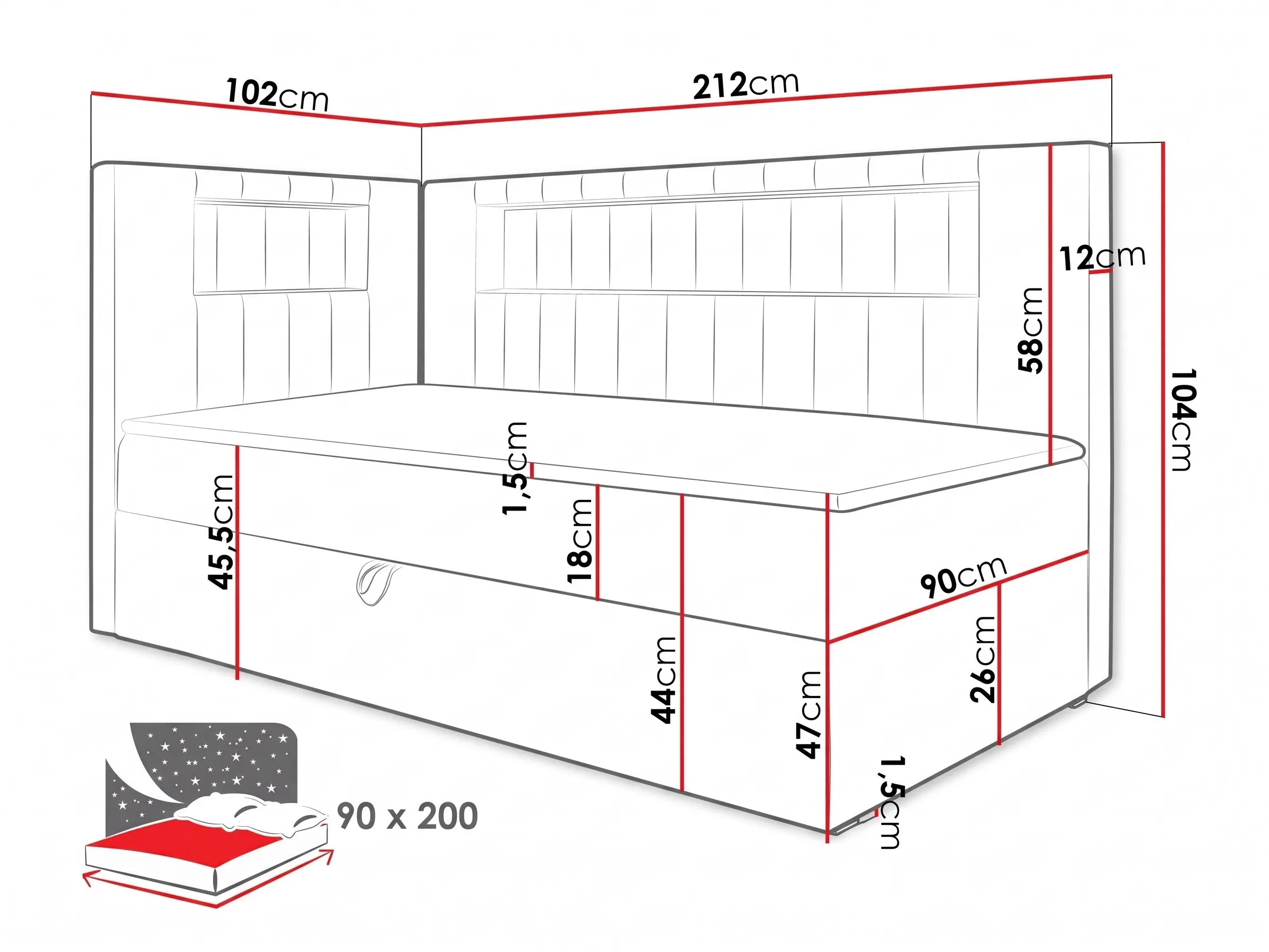 Boxspring krevet Lucus VIII (Soft 017 + Fresh 34)