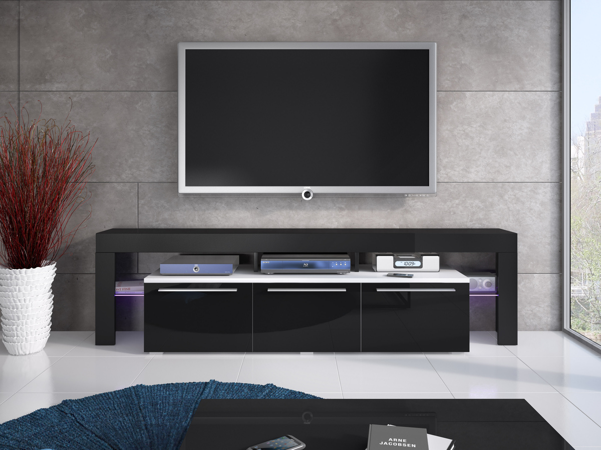 TV stol Arbor (Bijela + Sjajno crna)